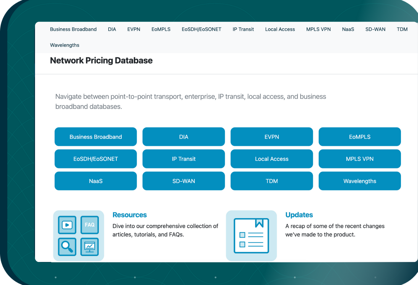 Network Pricing Database product