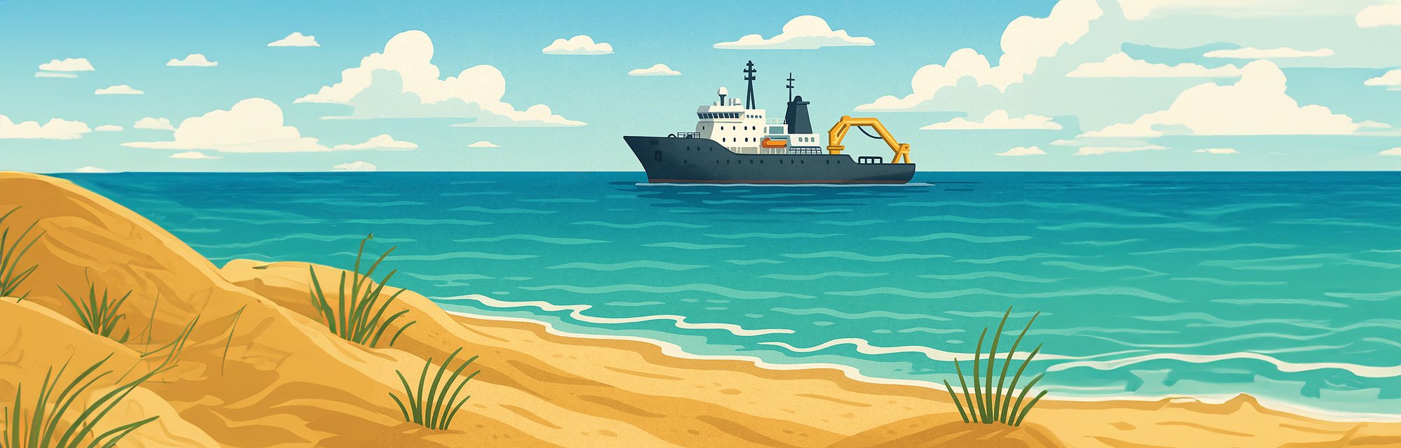 submarine cable ship by beach-1