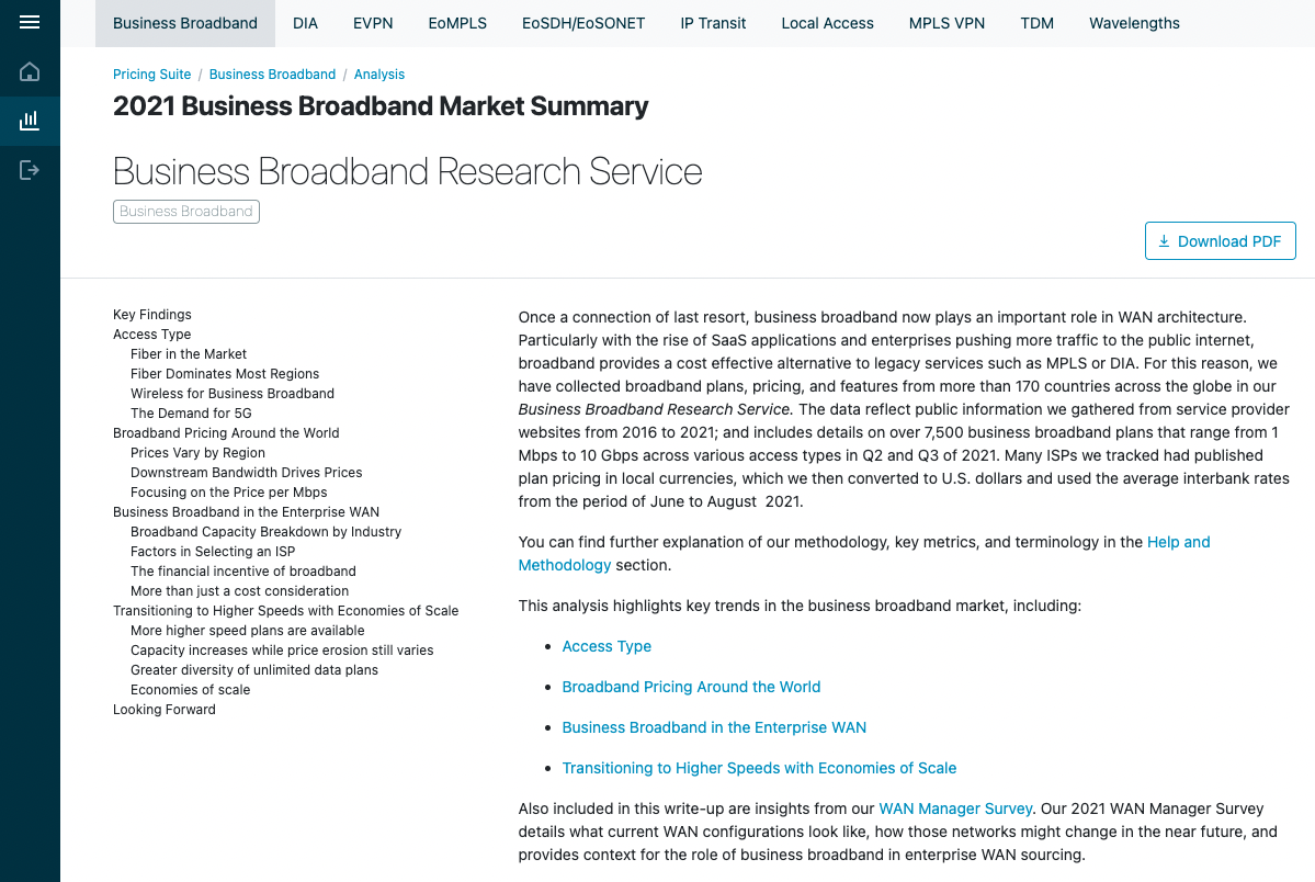 2021 Business Broadband Market Summary