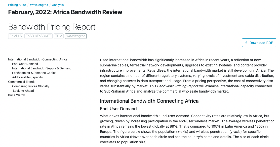 Bandwidth Pricing Report